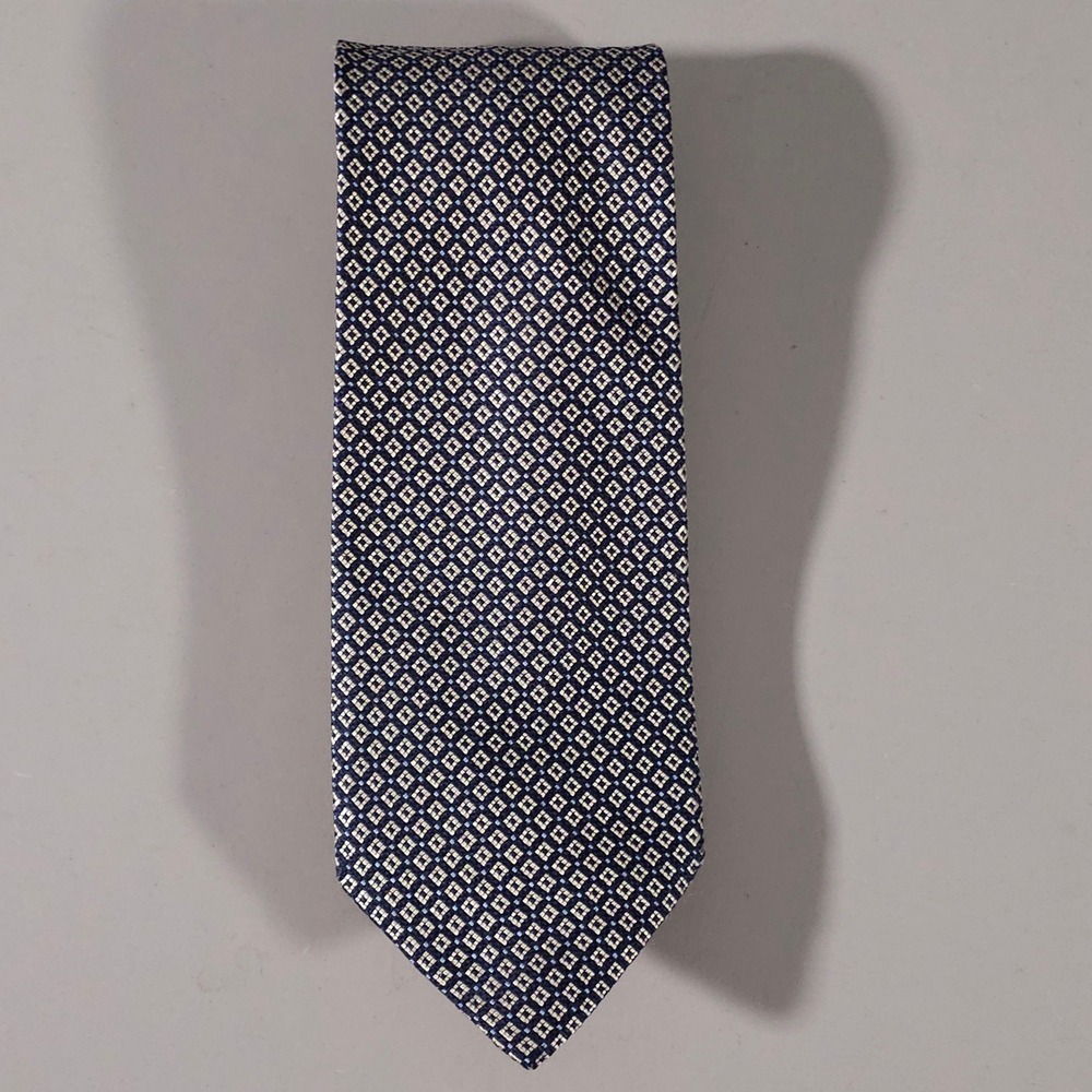 Harry Rosen Necktie Mens OS Blue Geometric Diamond Silk Made in Italy